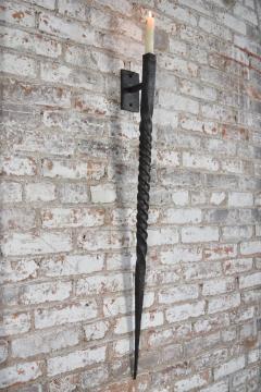 Pair of Large Twisted Hand Made Wrought Iron Wall Sconces - 356411