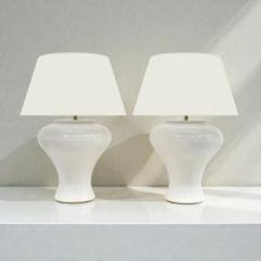 Pair of Large White Stoneware Table Lamps - 4455895