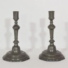 Pair of Late 18th Century French Neoclassical Pewter Candleholders - 4113780