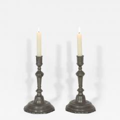 Pair of Late 18th Century French Neoclassical Pewter Candleholders - 4358541