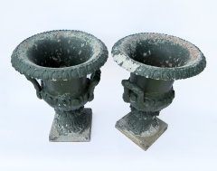 Pair of Late 19th Century Cast Iron Campana Form Garden Urns - 4742724