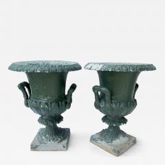 Pair of Late 19th Century Cast Iron Campana Form Garden Urns - 4745660