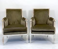 Pair of Late 19th Century French Louis XVI Painted Armchairs - 4569648