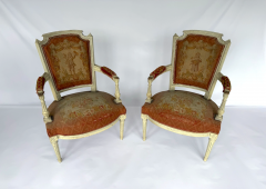 Pair of Late 19th Century Louis XVI Style Armchairs from Matching Parlor Suite - 4746127