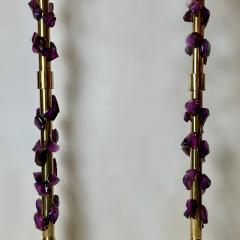 Pair of Late 20th Century Brass and Purple Murano Glass Rocks Floor Lamps - 1843363