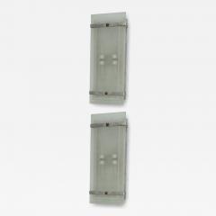 Pair of Late Art Deco Glass and Nickel Wall Lights France - 4178399