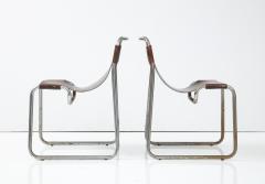 Pair of Leather Chrome Sling Chairs - 2346027