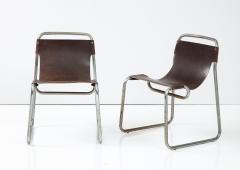 Pair of Leather Chrome Sling Chairs - 2346028