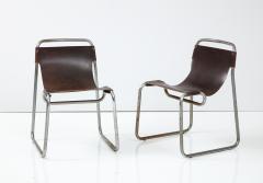 Pair of Leather Chrome Sling Chairs - 2346029