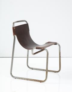 Pair of Leather Chrome Sling Chairs - 2346035