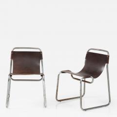 Pair of Leather Chrome Sling Chairs - 2360166