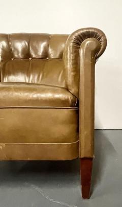 Pair of Leather Lounge Cigar Chairs Mid 20th Century Tuffted - 2899466