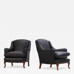 Pair of Leather Upholstered Club Chairs C 1950 - 4614412