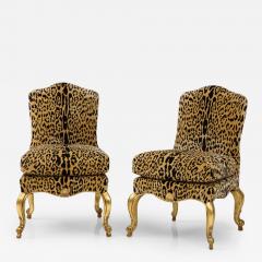 Pair of Leopard and Gold Slipper Chairs - 2996742