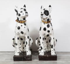 Pair of Life size Italian Black and White Great Dane Dog Sculptures - 2419721