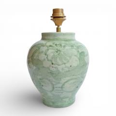 Pair of Light Green Chinoisrie Stoneware Lamps - 4455891