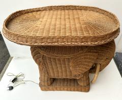 Pair of Lightning Rattan Elephant Side Tables France 1970s - 3914288