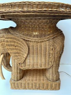 Pair of Lightning Rattan Elephant Side Tables France 1970s - 3914289