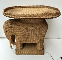 Pair of Lightning Rattan Elephant Side Tables France 1970s - 3914291