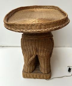 Pair of Lightning Rattan Elephant Side Tables France 1970s - 3914294