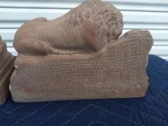 Pair of Lion Plaster Cast Bookends by Alva - 3737596