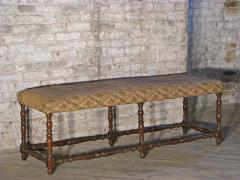 Pair of Long French early 18th Century Upholstered Walnut Benches - 1073254