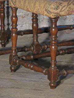 Pair of Long French early 18th Century Upholstered Walnut Benches - 1073256