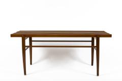 Pair of Long Italian XXth Century Slatted Walnut Benches - 4096259