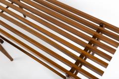 Pair of Long Italian XXth Century Slatted Walnut Benches - 4096284