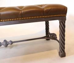 Pair of Long Modern Tufted Leather Benches - 2082064
