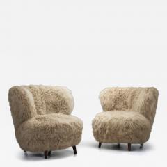 Pair of Longhair Easy Chairs Europe ca Mid 20th Century - 4419299