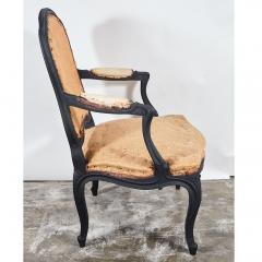 Pair of Louie XV Style Chairs in Matt Black - 2073156