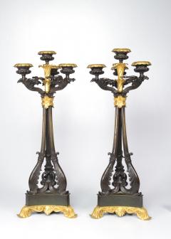 Pair of Louis Philippe Bronze and Ormolu Candelabra c 1840 - 756159