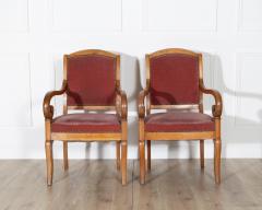 Pair of Louis Philippe Cherry Wood Armchairs with Upholstered Seats - 4353344
