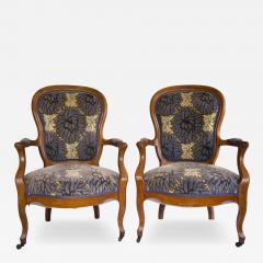 Pair of Louis Philippe Style Armchairs Late 19th Century - 4710301