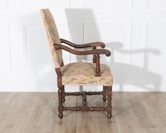 Pair of Louis XIII Style Oak Armchairs with Upholstered Backs and Seats - 4353362