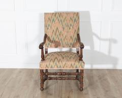 Pair of Louis XIII Style Oak Armchairs with Upholstered Backs and Seats - 4353372