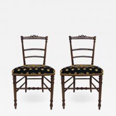 Pair of Louis XIV Style Mother of Pearl Inlay Chairs - 540435