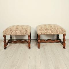 Pair of Louis XIV Style Walnut Benches Custom Made circa 1970 - 4722072