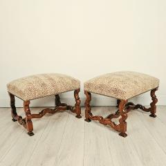 Pair of Louis XIV Style Walnut Benches Custom Made circa 1970 - 4722073