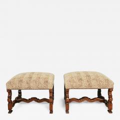 Pair of Louis XIV Style Walnut Benches Custom Made circa 1970 - 4727649