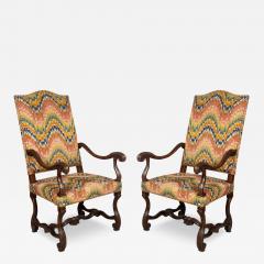 Pair of Louis XIV Walnut Armchairs - 3742973