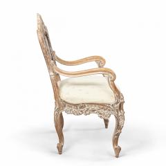 Pair of Louis XV Bleached Lattice Arm Chairs - 1402314