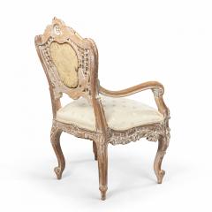Pair of Louis XV Bleached Lattice Arm Chairs - 1402315