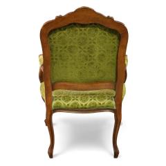 Pair of Louis XV French Provincial Kelly Green Velvet Arm Chairs - 4416229