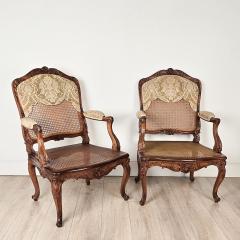 Pair of Louis XV Large Caned Armchairs France circa 1760 - 4650655
