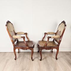 Pair of Louis XV Large Caned Armchairs France circa 1760 - 4650656
