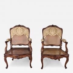 Pair of Louis XV Large Caned Armchairs France circa 1760 - 4650915