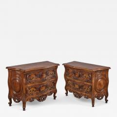 Pair of Louis XV Provincial Style Hand carved Two drawer Commodes Chests - 4246900