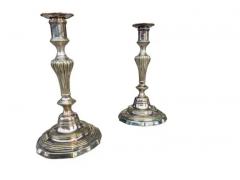 Pair of Louis XV Silvered Brass Candlesticks - 4130084